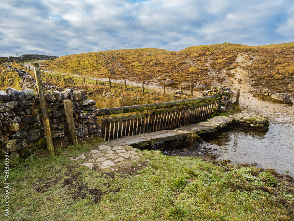 Ford crossing a river on Matiles Lane near Malham Tarn in the Yorkshire Dales