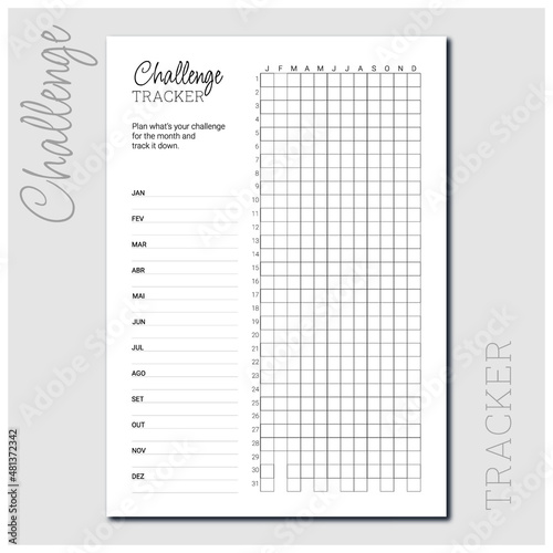 Challenge tracker from a collection of simple design planners and trackers to every day use, home essentials and wellness essentials. 

For exclusive designs: www.renatapaulo.com