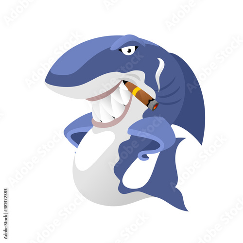 Cartoon shark character with cigar