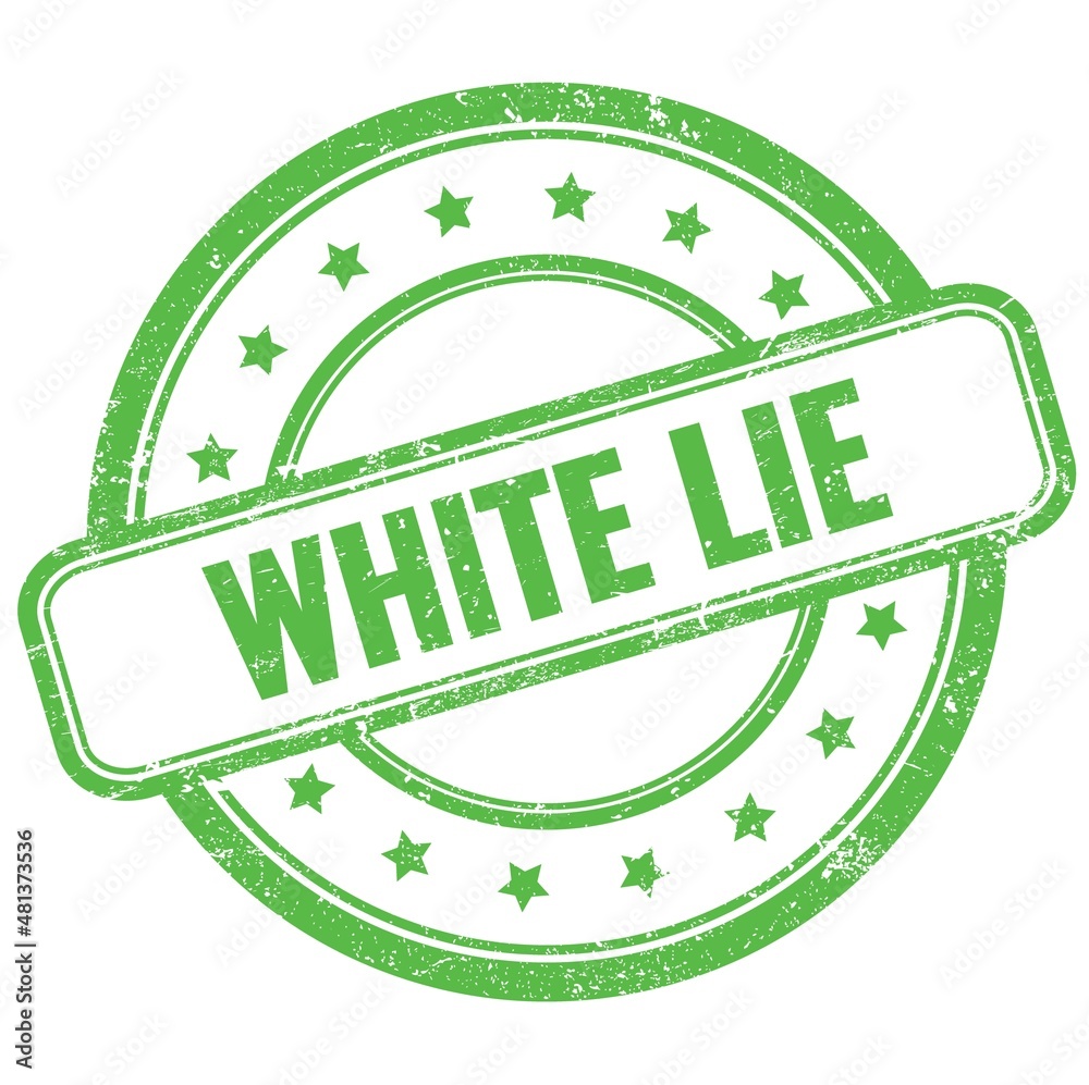 WHITE LIE text on green grungy round rubber stamp. WHITE LIE text on green grungy round rubber stamp.