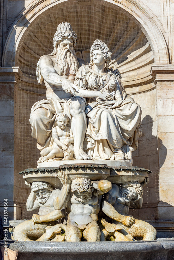 Neptune fountain at Albertina Museum on Albertinaplatz square in Vienna, Austria