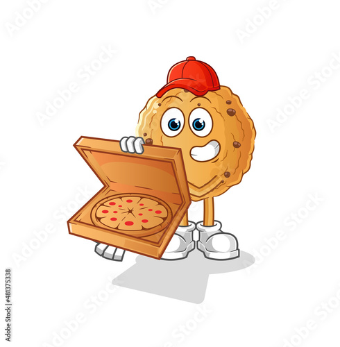 cookie pizza delivery boy vector. cartoon character