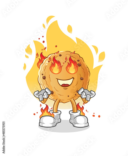 cookie on fire mascot. cartoon vector