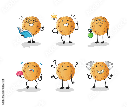 cookie thinking group character. cartoon mascot vector