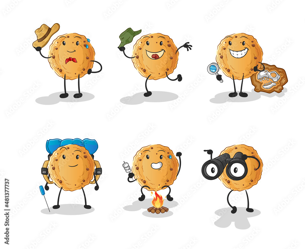 cookie adventure group character. cartoon mascot vector