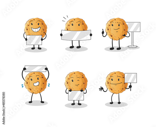 cookie holding board group character. mascot vector