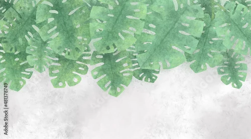 Obraz liście na jasnym tle