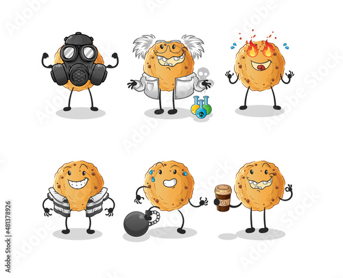 cookie villain group character. cartoon mascot vector
