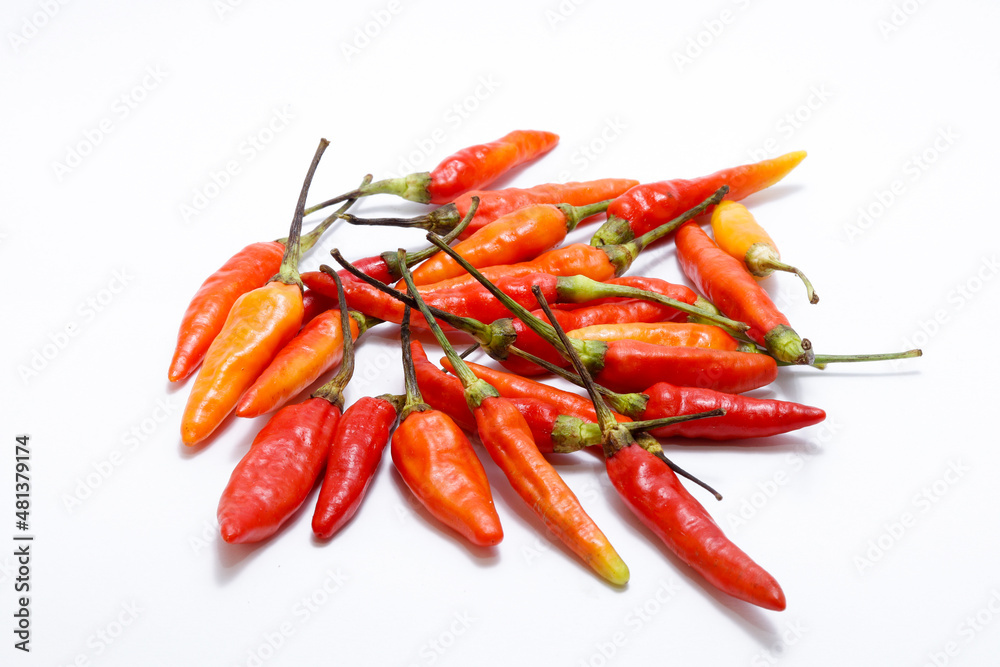 Cayenne peppers isolated on white background. Can be used for chili sauce or other cooking spices.