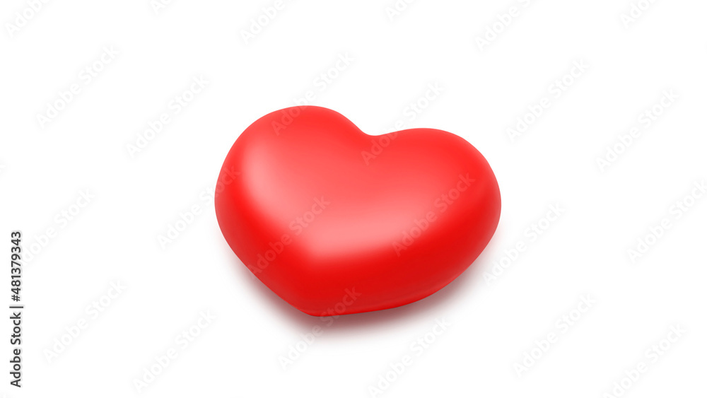Big Red Heart, Isolated On White Background. 3d render