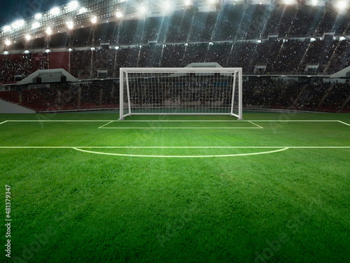 the green field in soccer stadium. ready for game. penalty © Retouch man