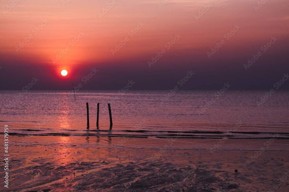 sunset view on the beach. relaxation time on vacation concept