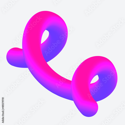Vector 3D gradient spiral heart. Abstract colorful spiral. Abstract 3D shape. Modern color of 2022