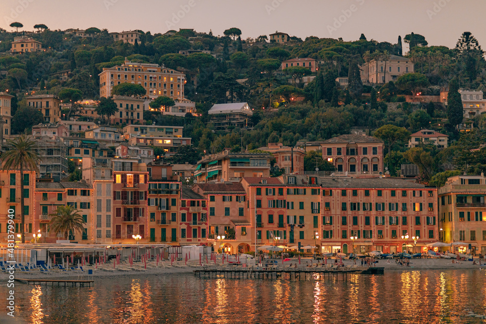 Coast of Ligurian Sea in Santa Margherita Ligure, which is popular touristic destination in summer Coast of Ligurian Sea in Santa Margherita Ligure, which is popular touristic destination in summer