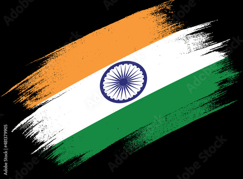 India flag with brush paint textured isolated  on png or transparent background,Symbol of India,template for banner,promote, design, and business matching country poster, vector