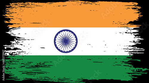 India flag with brush paint textured isolated  on png or transparent background,Symbol of India,template for banner,promote, design, and business matching country poster, vector