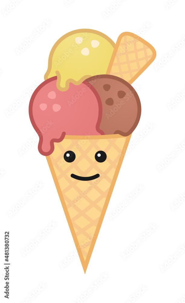 Cute happy icecream vector	
 - obrazy, fototapety, plakaty 