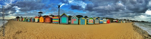 panorama of colourful beach houses