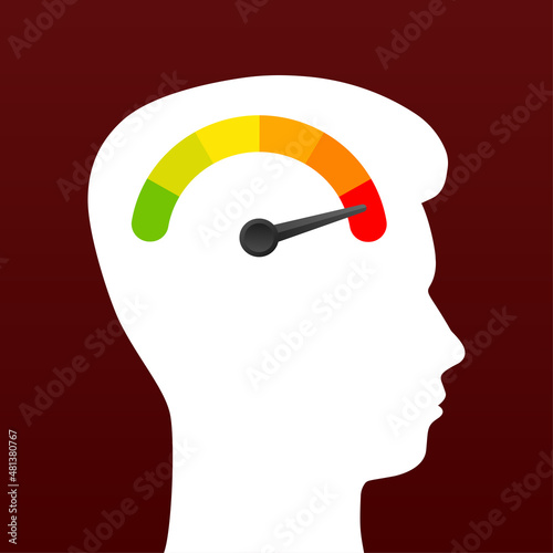 Head silhouette indicator sign isolated on white background. Medical treatment.