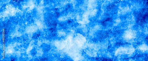Abstract blue and white painted wall texture background, vintage grunge plaster or concrete stucco surface. Abstract hand painted blue watercolor splash on white paper background,