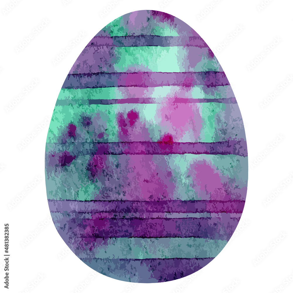 Vector watercolor illustration of easter egg.