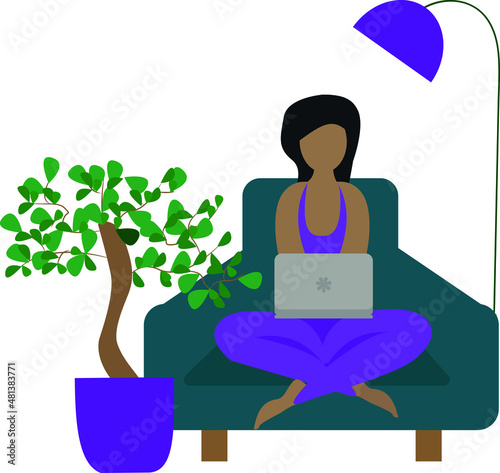 business women working on laptop. vector illustration with busy lady