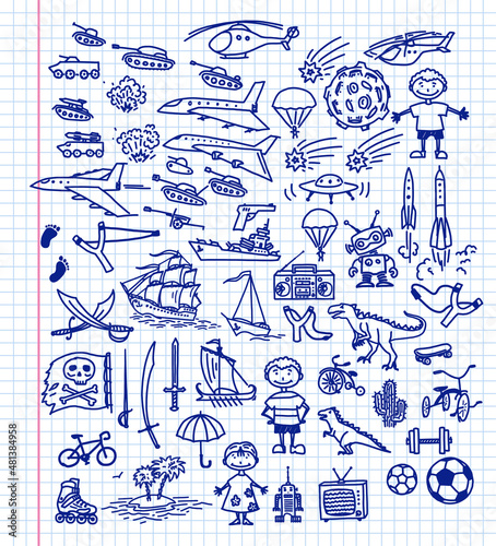 Set of hand-drawn funny doodles