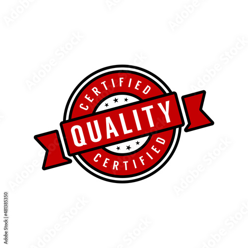 Certified quality business label stamp logo design template