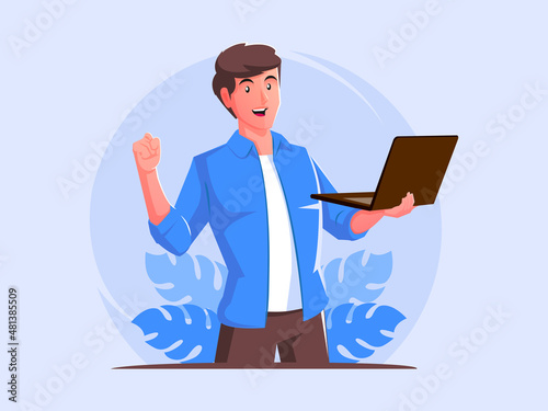 Man working using laptop