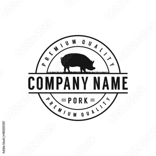 Vintage Pork logo with emblem design inspirations