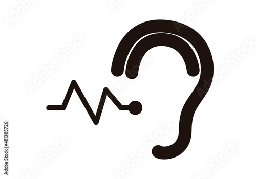 Icono negro de audición y salud auditiva.  photo