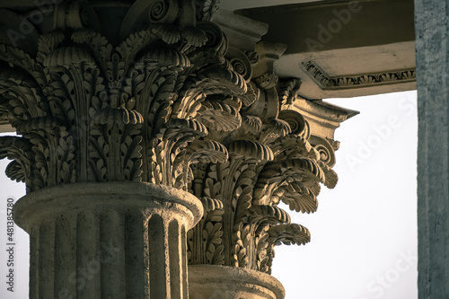 Fototapeta Old column with balusters close up