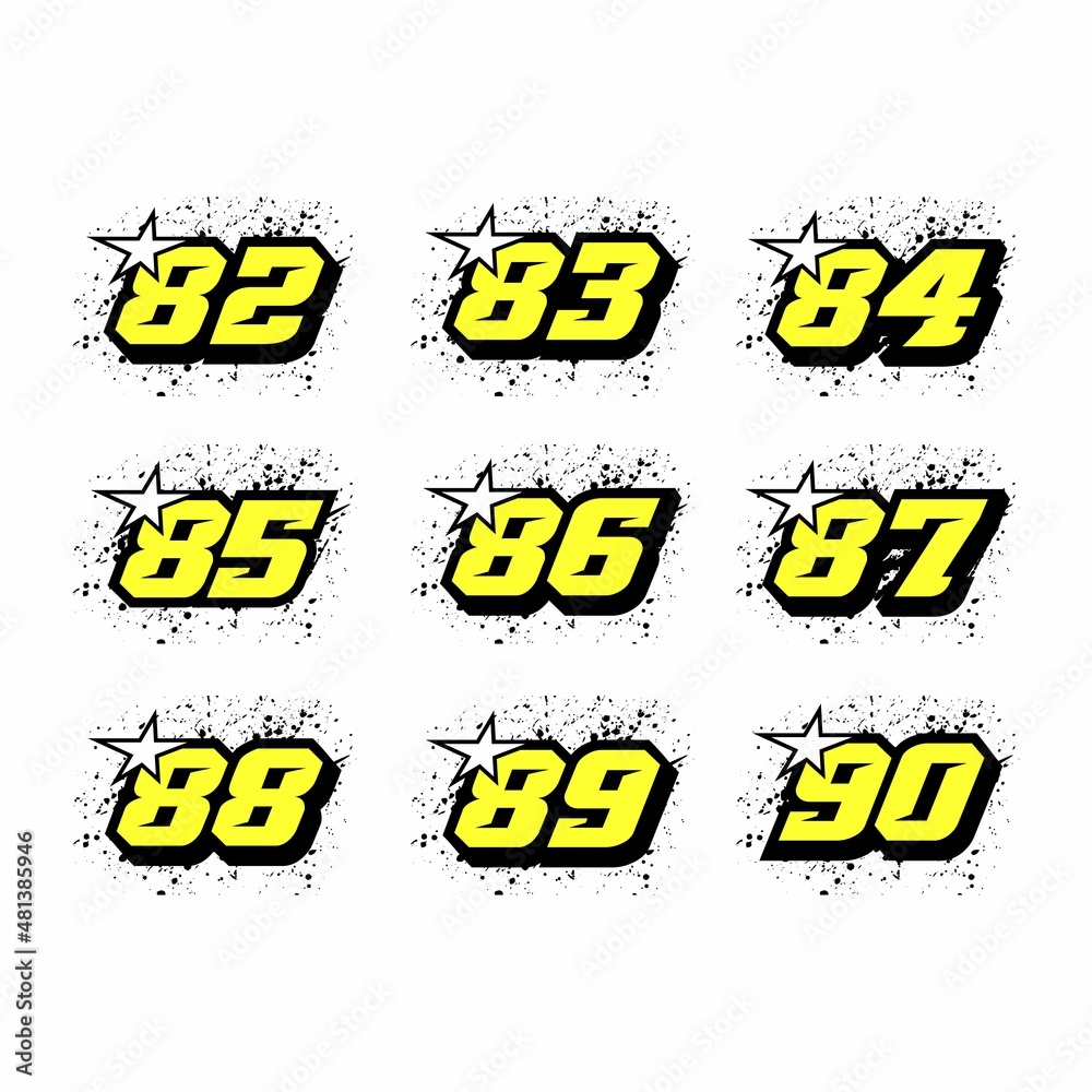 Racing number, start racing number, sport race number with brush point ...