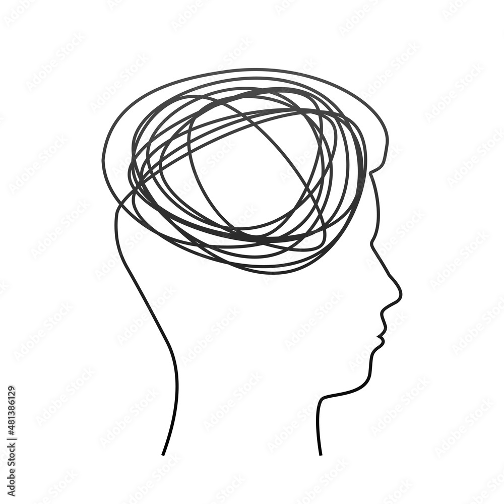 Icon for concept design. Mess, disorder. Silhouette illustration. Mental health concept. Abstract art.