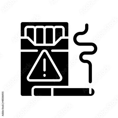 Cigarette smuggling black glyph icon. Illegal tobacco trade. Cigars trafficking. Criminal distribution. International buttlegging. Silhouette symbol on white space. Vector isolated illustration
