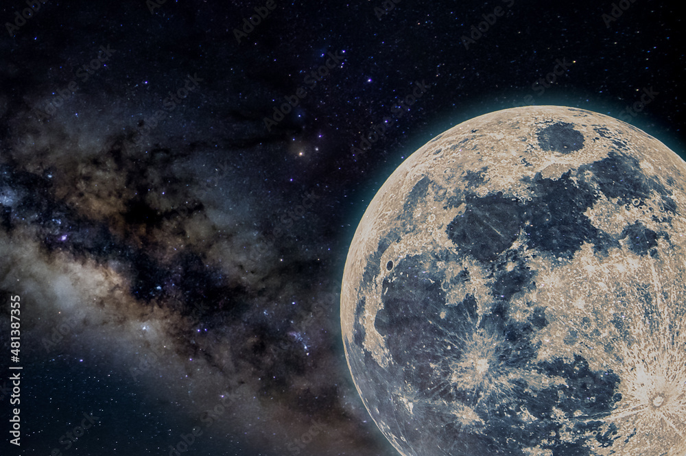 Obraz premium milkyway and full moon