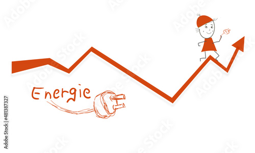 Energie Preis Anstieg Pfeil Preissteigerung Strom Zeichnung Sketch Hintergrund Abbildung Energiepreis