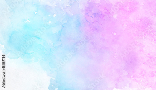 水色とピンク色の水彩背景イラスト © gelatin