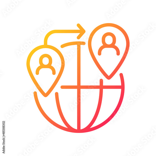 People smuggling gradient linear vector icon. Illegal migration. Human trafficking. Illicit human trade and slavery. Thin line color symbol. Modern style pictogram. Vector isolated outline drawing