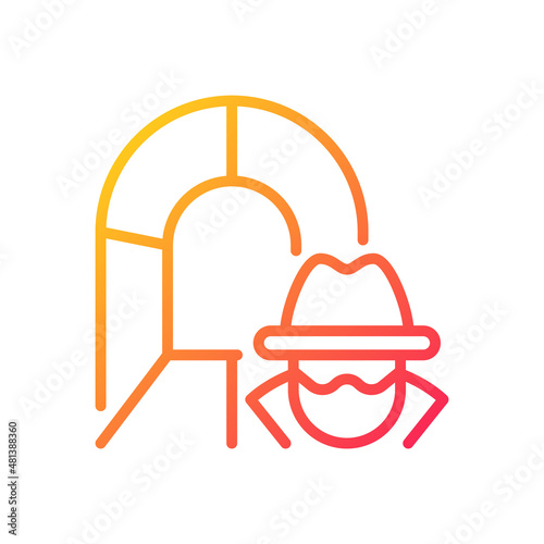 Smuggling tunnel gradient linear vector icon. Secret passage. Underground border trespassing. Illegal drugs trade. Thin line color symbol. Modern style pictogram. Vector isolated outline drawing