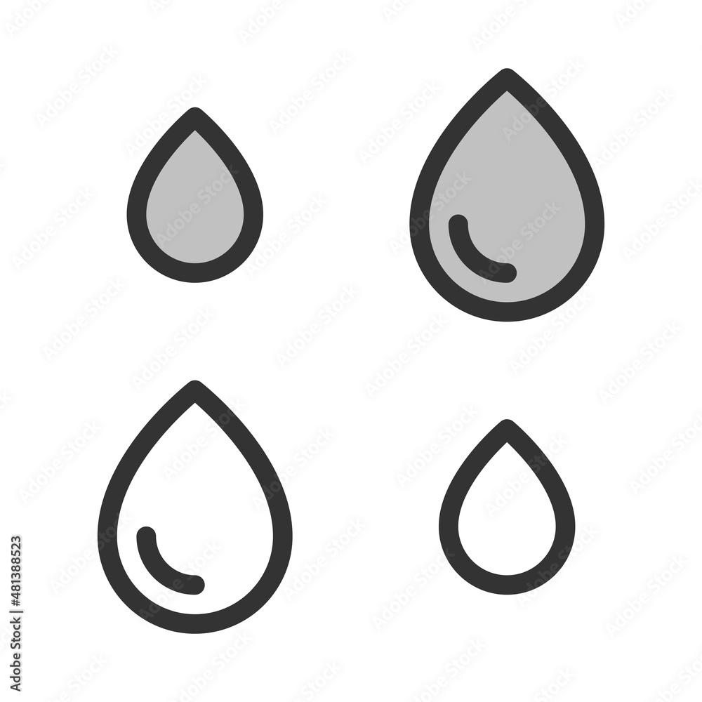 Pixel-perfect linear icon of water drop built on two base grids of 32 x 32 and 24 x 24 pixels. The base initial line weight is 2 pixels. In two-color and one-color versions. Editable strokes Pixel-perfect linear icon of water drop built on two base grids of 32 x 32 and 24 x 24 pixels. The base initial line weight is 2 pixels. In two-color and one-color versions. Editable strokes