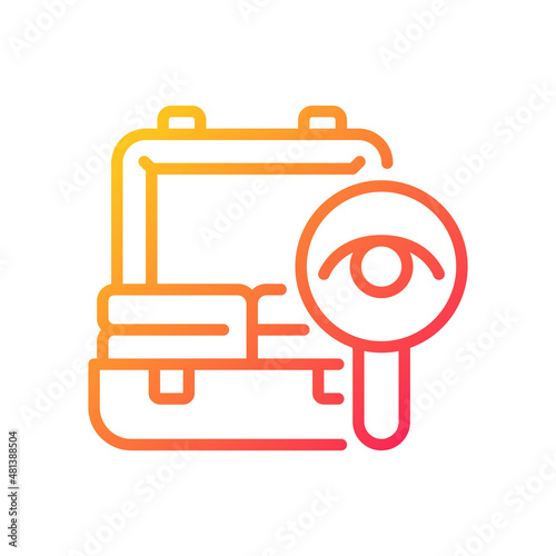 Baggage checks gradient linear vector icon. Bags examination. Customs restrictions. Smuggling prevention. Thin line color symbol. Modern style pictogram. Vector isolated outline drawing