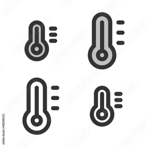 Pixel-perfect linear icon of thermometer with maximum temperature built on two base grids of 32 x 32 and 24 x 24 pixels for easy scaling. The initial line weight is 2 pixels. Editable strokes
