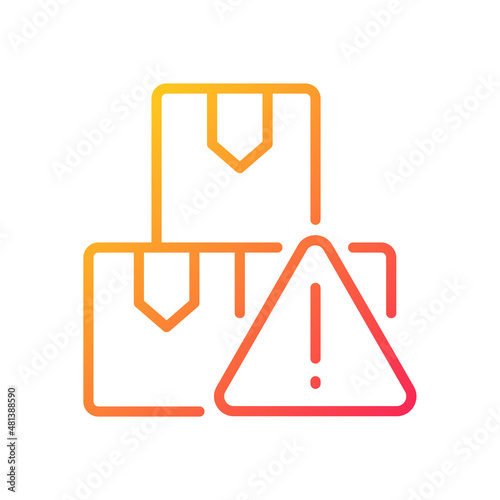 Import regulations gradient linear vector icon. Customs restrictions and rules. Goods shipping and supply. Thin line color symbol. Modern style pictogram. Vector isolated outline drawing
