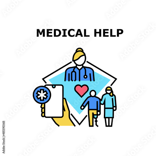 Medical help doctor health. medical clinic. medicine nurse care. people service treatment vector concept color illustration