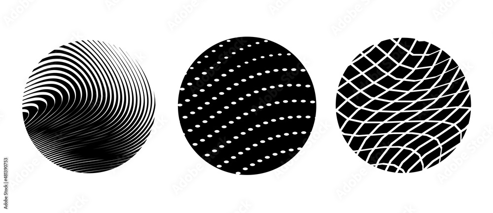 Vector set of abstract black and white geometric illustration of ...