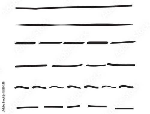 Black lines hand drawn vector set isolated on white background. Collection of doodle lines, hand drawn template. Black marker and grunge brush stroke lines, vector illustration