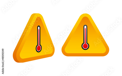 Flat icon with red high temperature. Flat blue icon. Fire, flame.