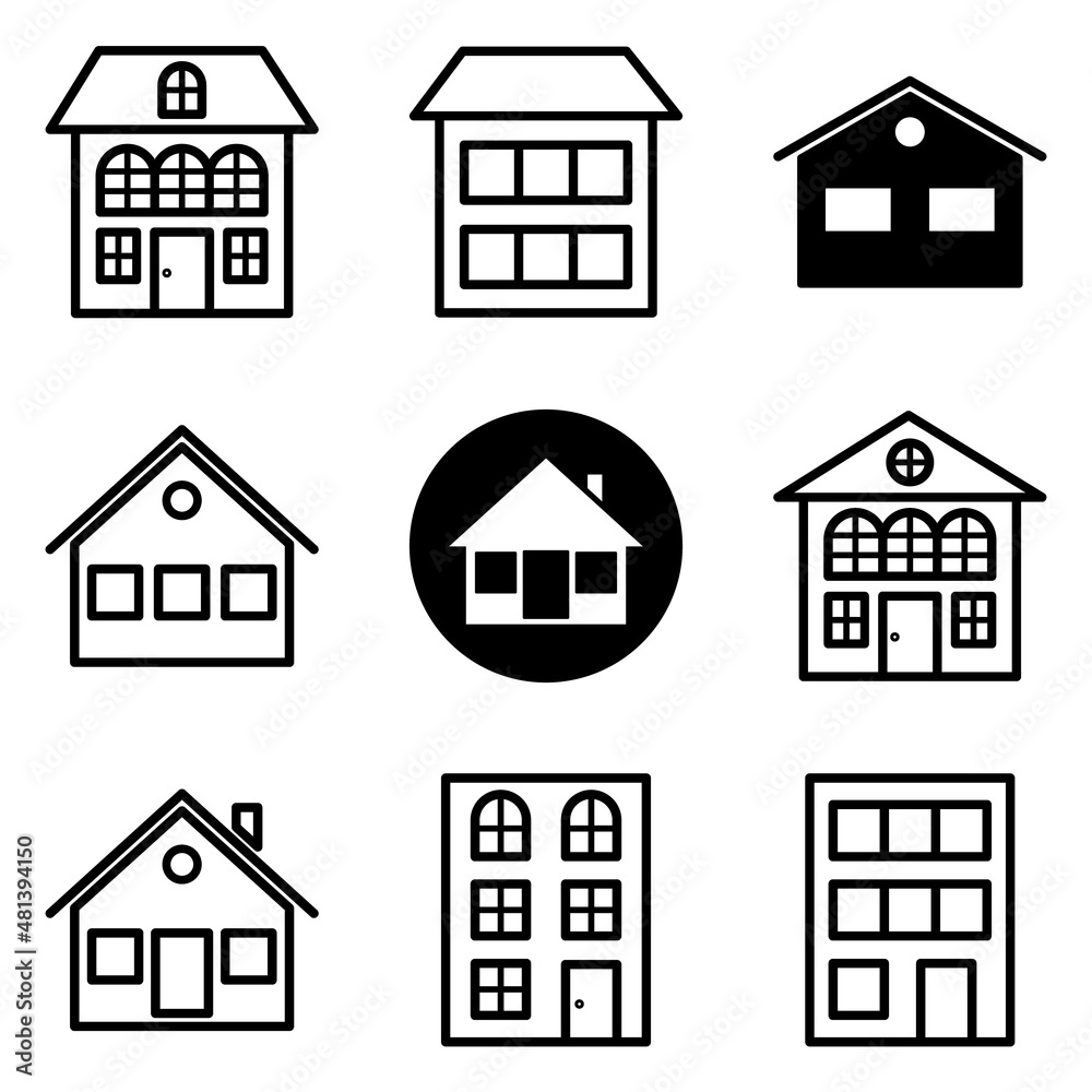 House Flat Icon Set Isolated On White Background House Flat Icon Set Isolated On White Background
