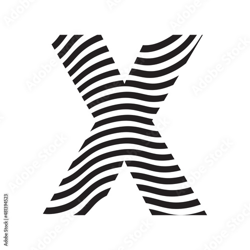 Simple Alphabet X with waves pattern icon.